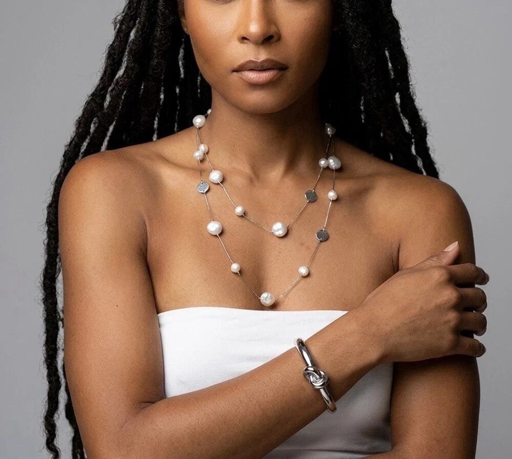 J. Jill Double Strand Bohemian Boho Pearl Necklace NWT & Knot Bracelet NWOT $88